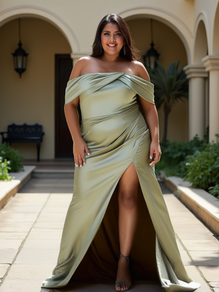olive bridesmaid dresses satin Antonella Gown – Kay Unger main image 1