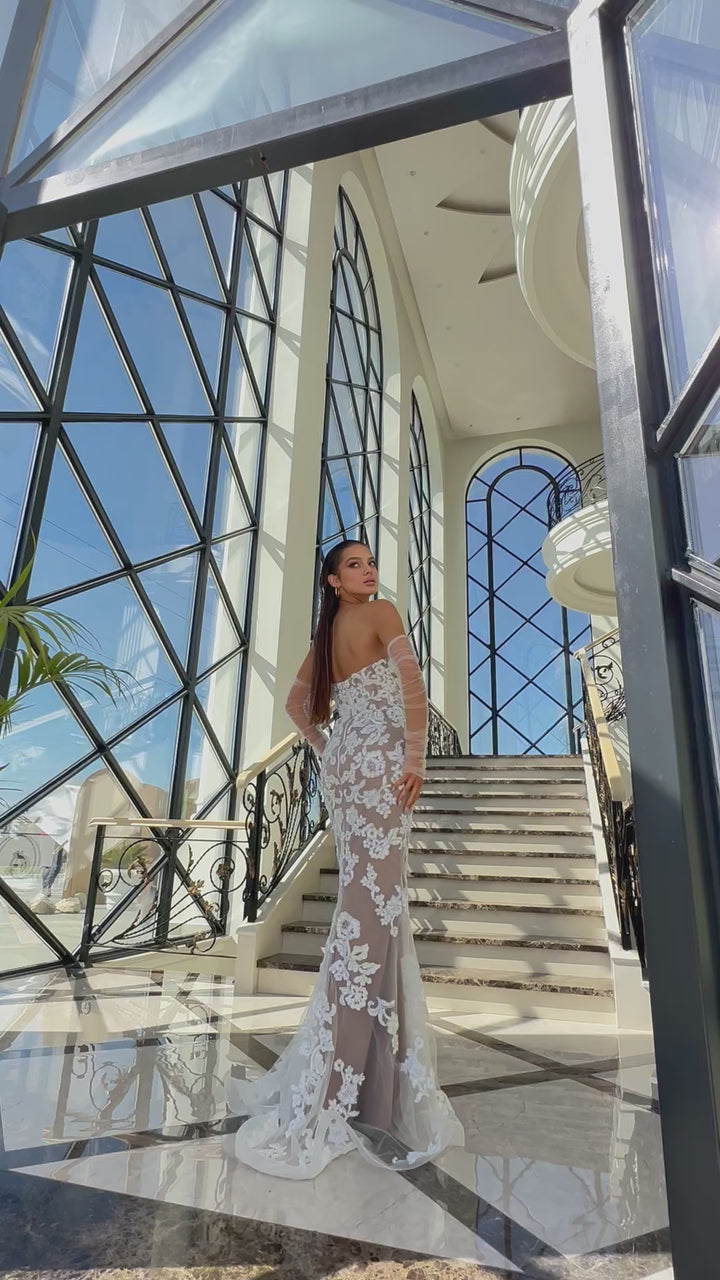 Jamie Dress in White/Nude by Nicoletta NC1020