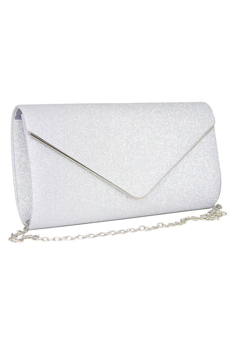 Silver Sparkle Envelope Clutch