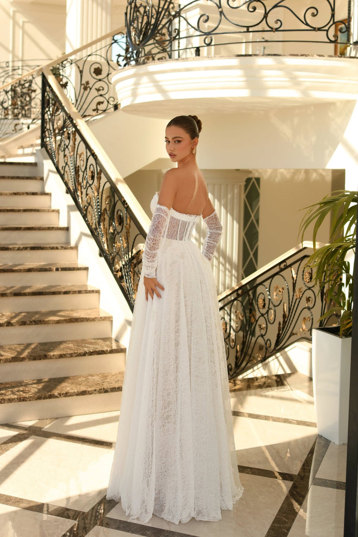 Michelle Dress in Ivory/Nude by Nicoletta NC1005 - ElissaJay Boutique