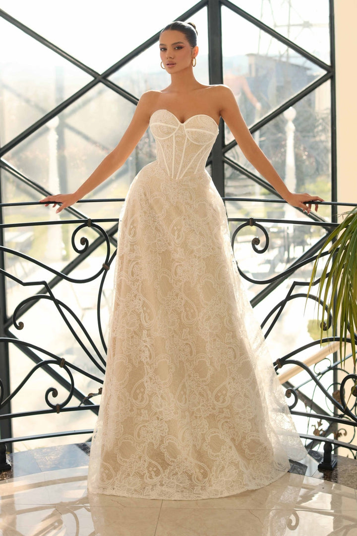 Lee Dress in Ivory/Nude by Nicoletta NC1057 - ElissaJay Boutique