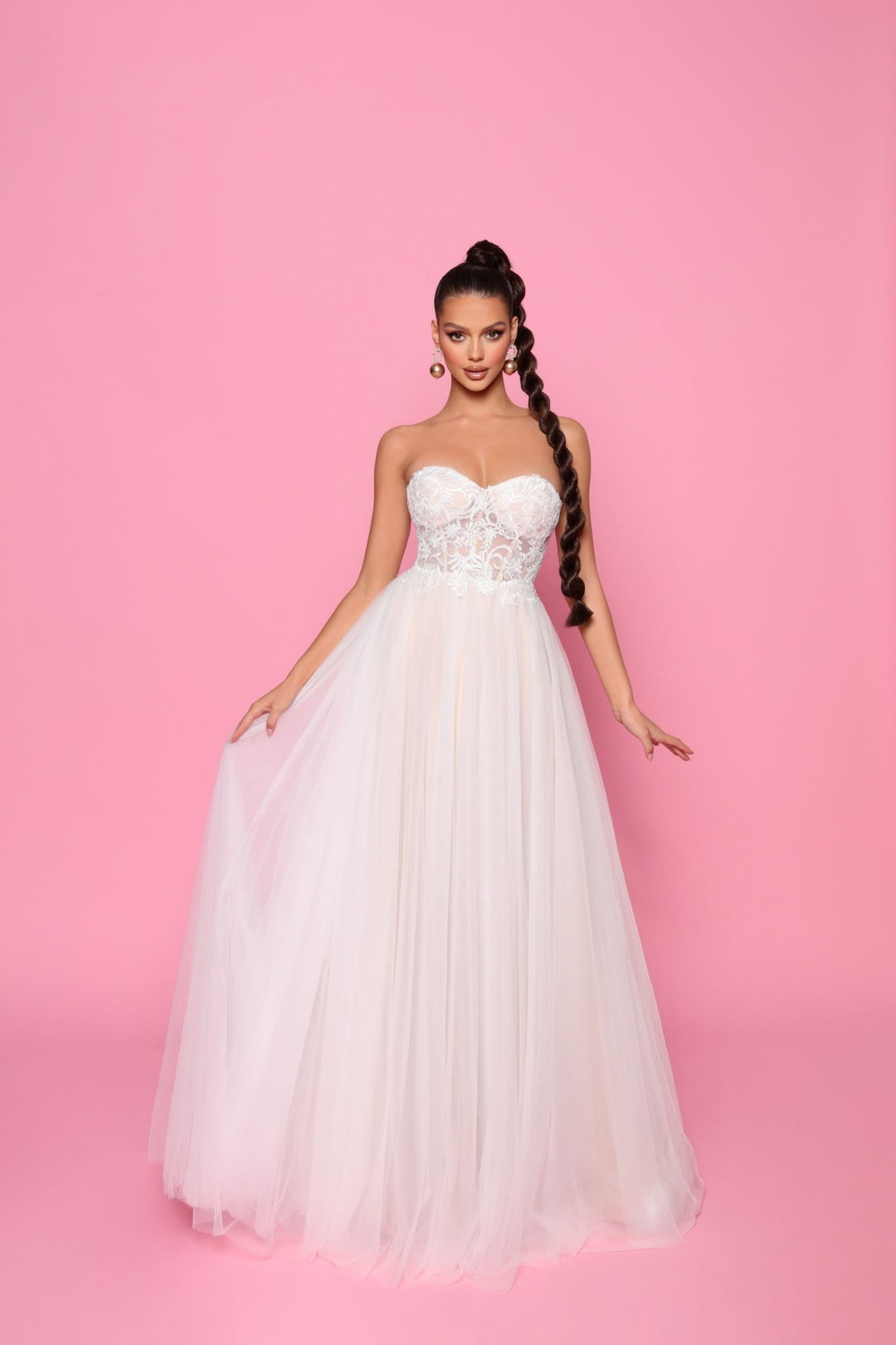 Belinda Dress in Ivory/Nude by Nicoletta NP147 - ElissaJay Boutique