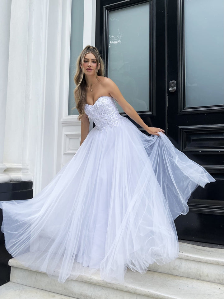 Wendy Dress in White by Jadore JP132 - ElissaJay Boutique