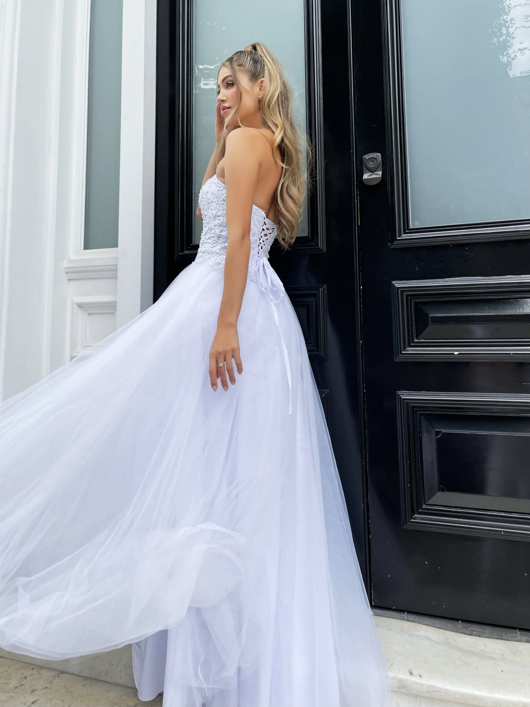 Wendy Dress in White by Jadore JP132 - ElissaJay Boutique