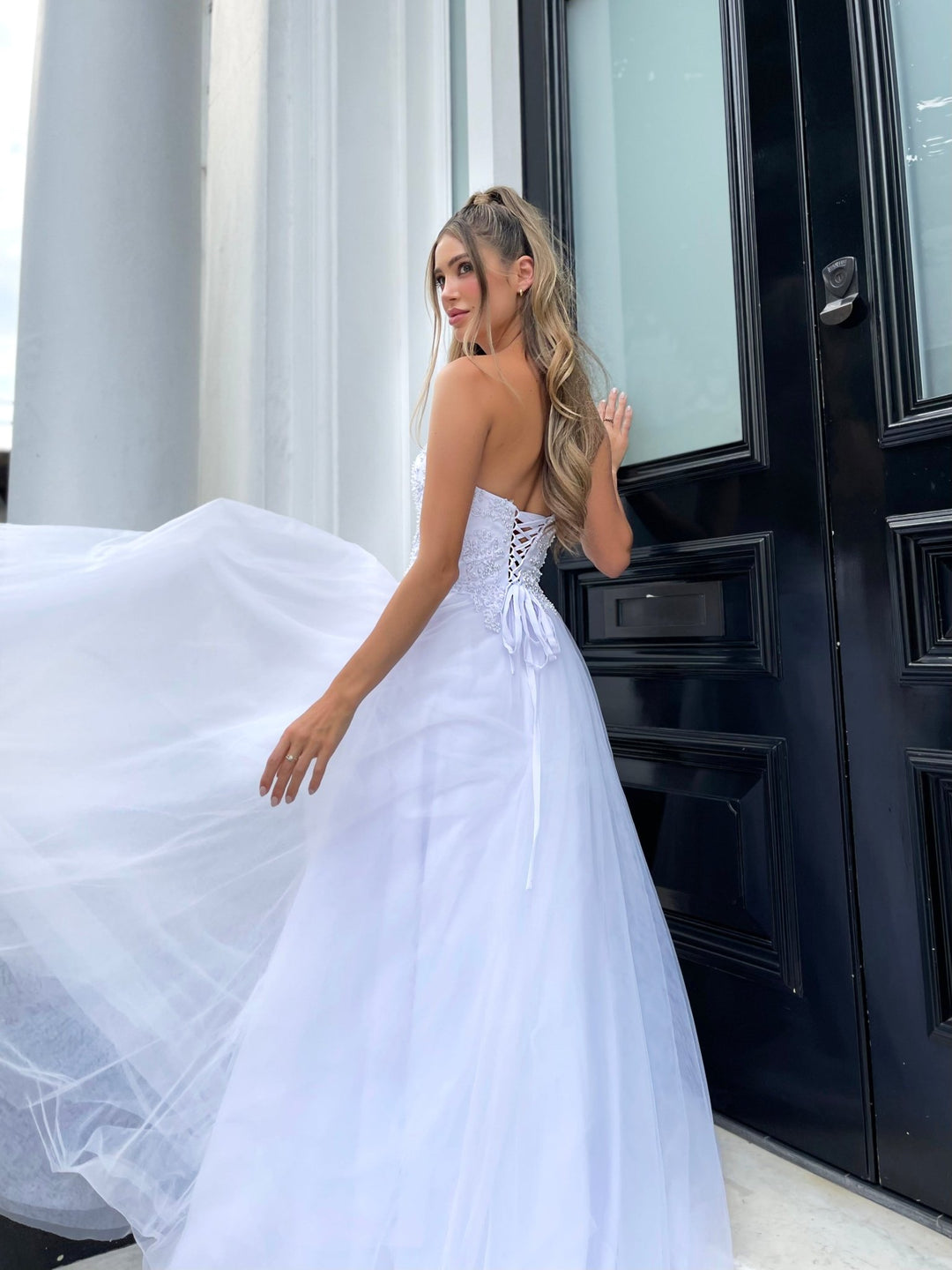 Wendy Dress in White by Jadore JP132 - ElissaJay Boutique