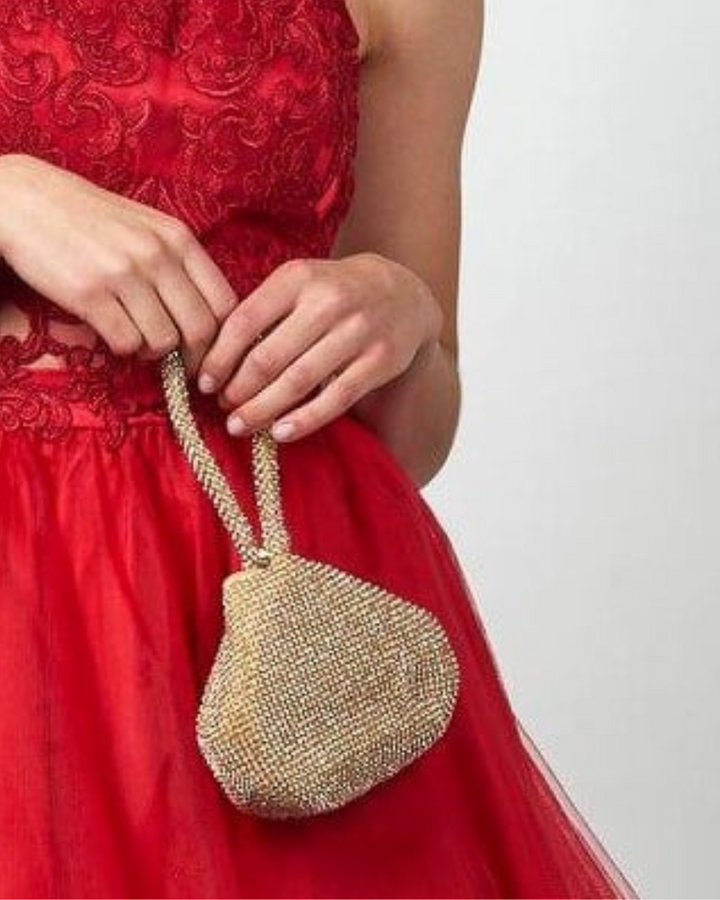 Gold Diamante Wristlet Bag