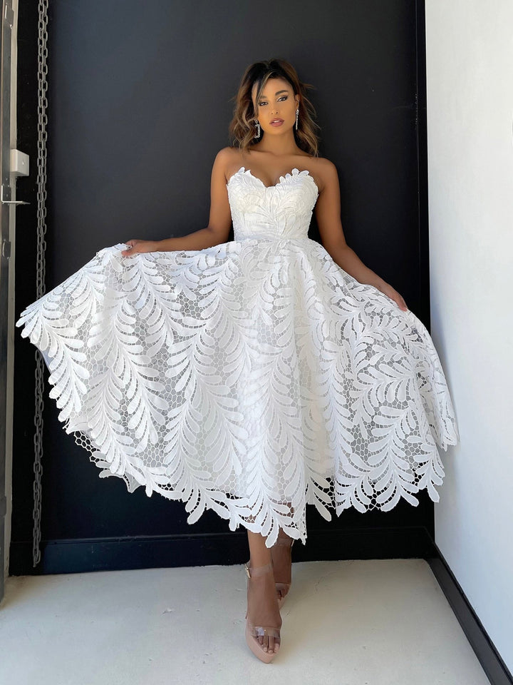 Loretta Dress In Ivory By Jadore JX5031 - ElissaJay Boutique