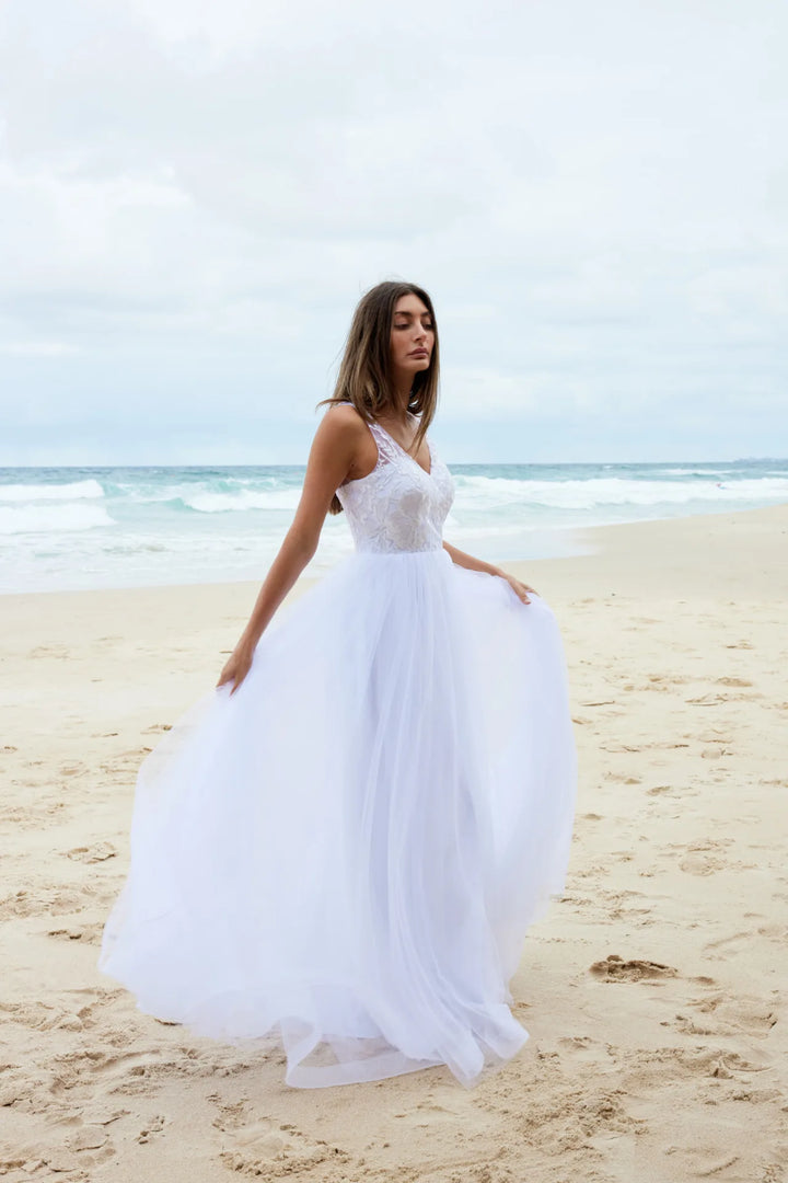 Dawn Dress in White by Tania Olsen - ElissaJay Boutique